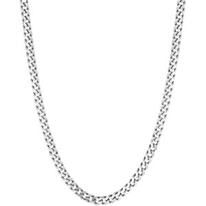 Lucardi Heren Ketting gourmetschakel - Echt Zilver - Ketting - Cadeau - Vaderdag - 45 cm - Zilverkleurig