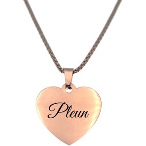 Ketting - Hart - Met Naam - Pleun - Rosegoud