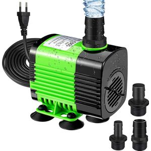aquarium pomp Waterpomp, dompelpomp, 30 W, mini-waterpomp, aquariumpomp voor vijver, fontein, aquarium, tuin, ultra-stille submersible pomp, 3 sproeiers, 4 zuignappen, kabel, 1,9 m