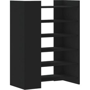 vidaXL Schoenenkast - Zwart - Bewerkt Hout - 74,5x37,5x100 cm Schoenenkast - Houten Schoenenkast - Schoenenopbergers - Organisatie - Interieurdecoratie