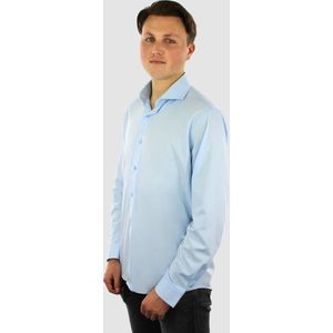 Vercate - Strijkvrij Kreukvrij Overhemd - Lichtblauw - Blauw - Regular Fit - Bamboe Katoen - Lange Mouw - Heren - Maat 44/XL