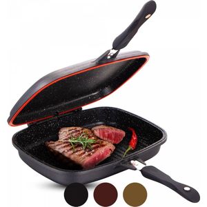 Ctikiger CF-DG36: Omkeerbare dubbele grillpan met marmercoating - 36 cm koper