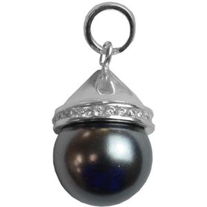 Silventi 9SIL-20582 Zilveren Hanger - Parel - Grijs - 13,5mm - Zirkonia - Zilverkleurig