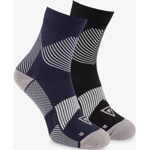2 paar halflange compressiesokken blauw zwart - Maat 39/42