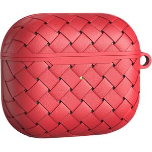 Peachy Woven Protection TPU hoesje met oogje geschikt voor AirPods 3 - rood