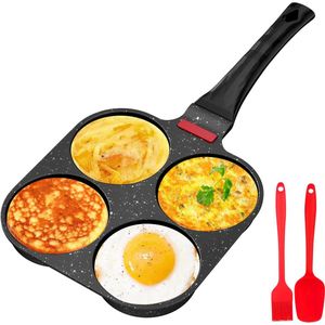 Inovra ® Pannenkoeken- en Eierpan met Vier Compartimenten voor Gasfornuis