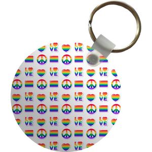 Sleutelhanger - Regenboog - Pride - Vlag - Plastic - Rond - Uitdeelcadeautjes