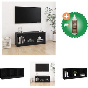 vidaXL Tv-meubel 104x33x41 cm massief grenenhout zwart - Kast - Inclusief Houtreiniger en verfrisser