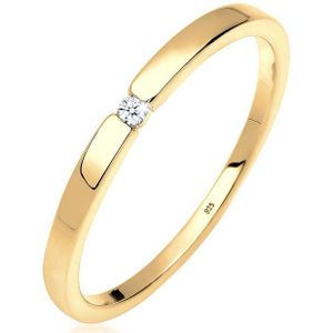 Elli PREMIUM Dames Ring Dames Verlovingsring Klassiek met Diamant (0.015 ct.) in 925 Sterling Zilver Verguld