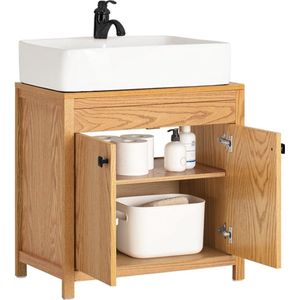 Rootz wastafelonderkast - badkamerkast - wastafelstandaard - vochtbestendig - verstelbare plank - eenvoudige montage - 60 cm x 60 cm x 35 cm