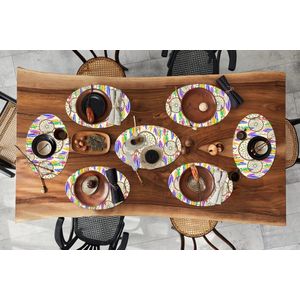 Placemats ovaal - Onderleggers - Ovale placemats - Dromenvanger - Veren - Patronen - 8 stuks