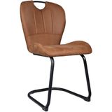 SET DEAL: 4 stuks Eetkamerstoel met handgreep Yara cognac microvezel eetstoel industrieel zetel