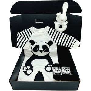 Kraamcadeau panda romper bamboo - unisex - kan ook rechtstreeks worden opgestuurd als cadeau