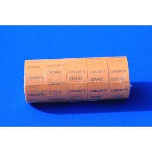 Oranje consumptiebonnen op rol - 30x30mm - 5 x 500 stuks