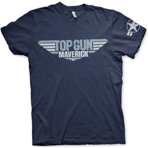 Top Gun Maverick Distressed Logo T-Shirt Navy-M