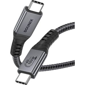 Sounix USB 4 kabel - 40Gbps - 100W - 8K@60Hz - Certified Cable - 1.5 meter - Geschikt voor iPhone 15 - USB C oplader - Snellader - Thunderbolt - Zwart