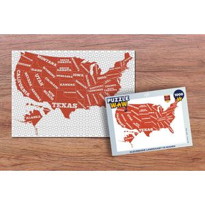 Puzzel Kleurrijke landkaart VS namen - Legpuzzel - Puzzel 1000 stukjes volwassenen
