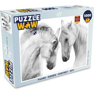 Puzzel Paard - Dieren - Portret - Wit - Legpuzzel - Puzzel 1000 stukjes volwassenen