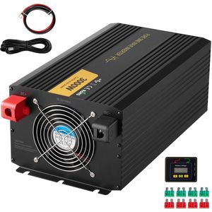 3000W Zuivere Sinusomvormer Van DC 24 V Naar AC 230 V met USB, Lcd, Afstandsbediening, Eu-StopcontACten, voor Camper, VrAChtwagen, Auto, Zonne-energie, Reizen en Kamperen.