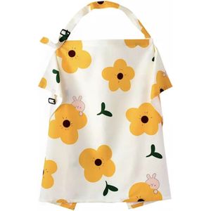 IL BAMBINI - Borstvoedingsdoek - doek voor afschermen borstvoeding - Geel bloemen met beertje