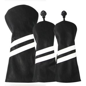 Golf Club Headcover Double-Stripe Zwart- Headcovers-Golf Spullen- Driver, Hybride, Fairway wood