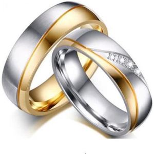Jonline Prachtige Ringen voor hem en haar|Vriendschapsringen|Trouwringen|Zilver Goud Kleur|Zirkonia