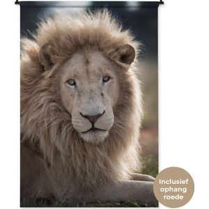 Wandkleed Leeuwen - Witte leeuw fotoprint Wandkleed katoen 120x180 cm - Wandtapijt met foto XXL / Groot formaat!