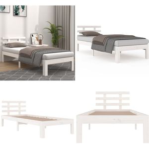 vidaXL Bedframe massief hout wit 100x200 cm - Bedframe - Bedframes - Bed - Bedbodem