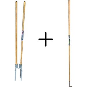 Spear & Jackson Palenzetter + Synx Tools Voegenmes RVS - Grondgatheffer met houten handvat - Met twee Essenhout stelen - onkruidmes - voegenkrabber met steel 150cm