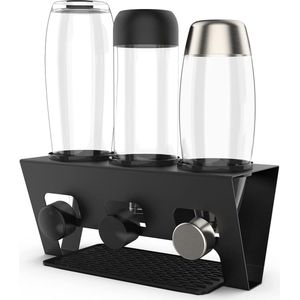 Flessenhouder compatibel met SodaStream Duo en praktische waterflessen, 3-delige medische afdruiphouder, afdruiprek incl. siliconen beschermringen, afdruipmat en dekselhouder