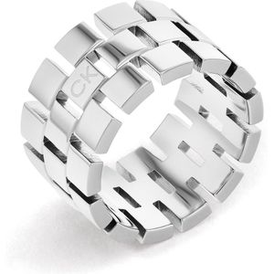 Calvin Klein CJ35000324D Dames Ring - Sieraad - Minimalistische ring - Staal - Zilverkleurig - 12 mm breed