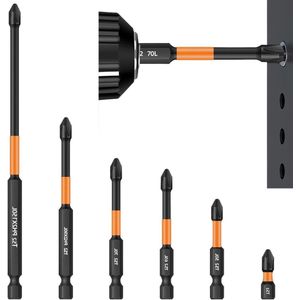 Professionele magnetische schroevendraaierpunten - 6 delige bitset voor houtbewerking - 25 mm/50 mm/65 mm/70 mm/90 mm/150 mm .