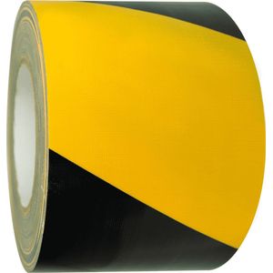 Markeringstape textiel - geel zwart - 50 meter breedte 100 mm rechtswijzend