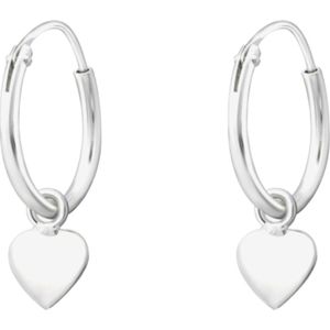 Joy|S - Zilveren hartje bedel oorbellen - oorringen