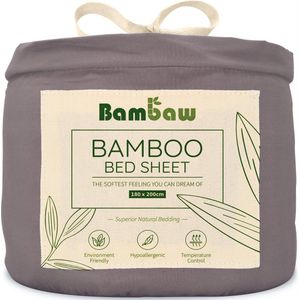 Bambaw Luxe Bamboe Hoeslaken 180x200cm – Ultra ademende stof – Hypoallergeen – Beddengoed - Donkergrijs