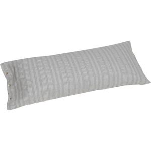 Yumeko kussensloop velvet flanel grijs/wit stripe 40x80 - Biologisch & ecologisch - 1 stuk