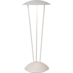 Lucide RENEE - Oplaadbare Tafellamp Binnen/Buiten - Accu/Batterij - Ø 12,3 cm - LED Dim to warm - 1x2,2W 2700K/3000K - IP54 - Met draadloos oplaadstation - Wit