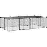vidaXL-Huisdierenkooi-met-deur-20-panelen-35x35-cm-staal-zwart