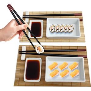 HOMBLE Sushi Servies - Deluxe 10 Delige Set - Japans Servies - 2 Personen - Wit