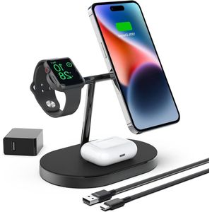 Magnetische draadloze oplader 3 in 1 draadloos oplaadstation - iPhone 13/13Mini/13Pro/13ProMax - Apple Watch 7/6/SE/5 - AirPods 2/3/Pro Oplaadstation