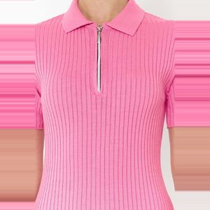 Trendyol Roze Effen Midi-Jurk Met Polohals En Gebreide Trui Twoss24El00353