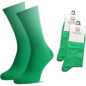 Jacob & Roy's 2 Paar Groene Sokken - Kousen - Heren & Dames - Leuke Sokken - Vrolijke Sokken - Grappige Sokken - Katoen - Maat 47-50 - Funny Socks - Gekleurde Sokken Waar Je Happy Van Wordt