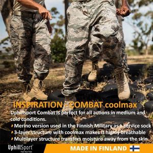 UphillSport Combat Tactical Sokken Coolmax Duratech Zwart Unisex Crew