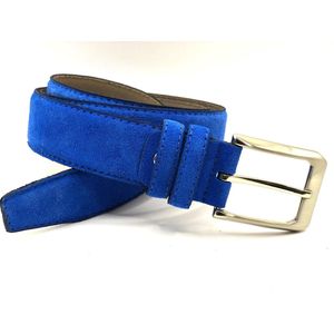 3.5 cm suède riem kobalt blauw - Heren riem - Pantalon & Jeans Broekriem - Kobalt blauwe suède riem - Riemmaat 105 cm - Totale lengte 120 cm
