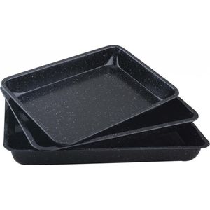 Kinghoff 1069 - Ovenschalen Rechthoek -Set van 3 - Aluminium - Zwart