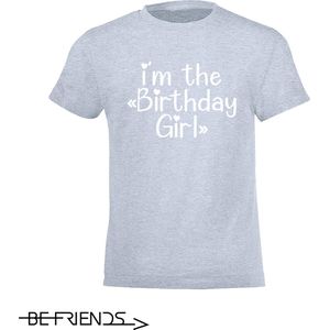 Be Friends T-Shirt - Birthday girl - Kinderen - Licht blauw - Maat 4 jaar