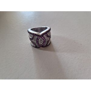 Gemstones-silver Ring 17,75 mm 925-zilver met robijnen en zirkonia 12 g