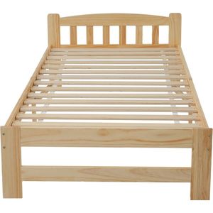 Gotagee Houten bed Veilig kinderbed Bed voor kinderen jeugdbed massief houten bed eenpersoonsbed Eenvoudig bed voor de slaapkamer met lattenbodem natuurlijk houtkleur 190x200cm Zonder matras
