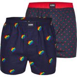 Happy Shorts 2-pack Wijde Boxershort Regenboog Hartjes + Hartjes - Losse boxershort - Maat M