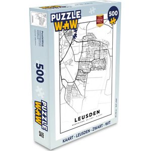 Puzzel Kaart - Leusden - Zwart - Wit - Legpuzzel - Puzzel 500 stukjes